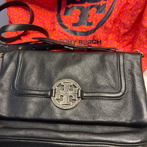 Tory Burch fold over grain leather shoulder bag - Picture 1 of 5